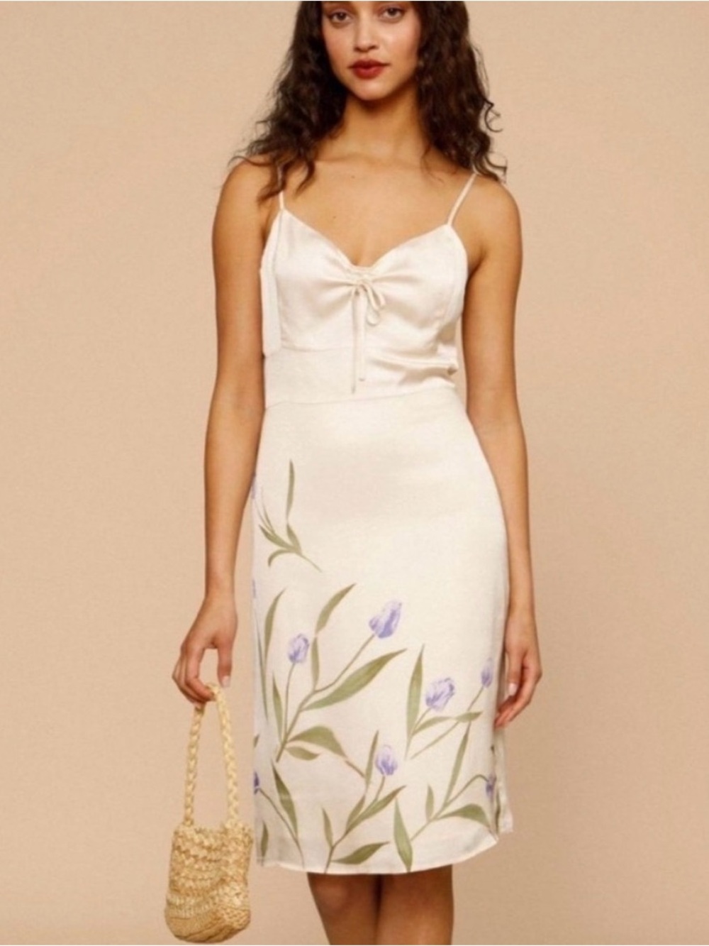 Rouje Cream Labelled Lined Slip Dress